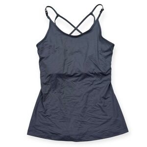 NEW All Day Alba Tracy Camisole Women's XS Dark Gray Strappy Crisscross Athletic